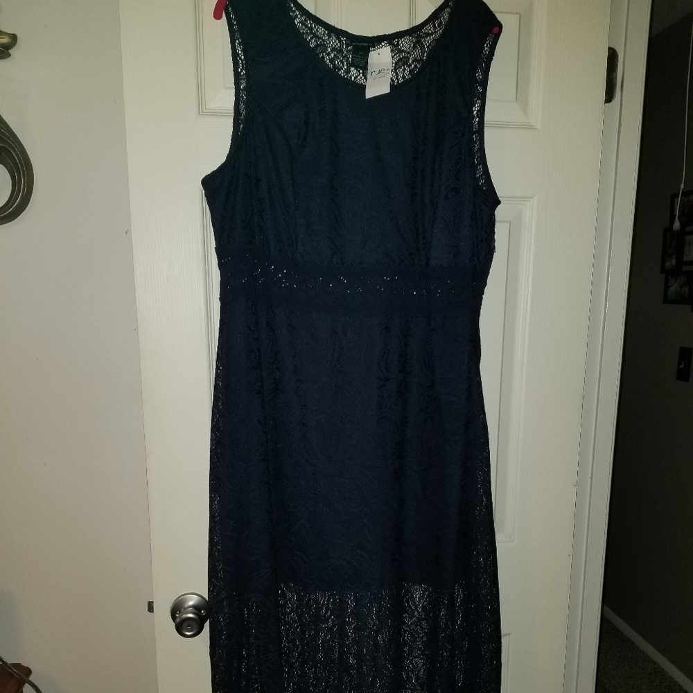 Floor length lace overlay dress